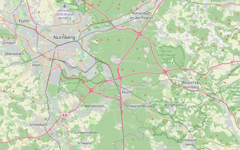 Regionale Lageübersicht zwischen Nürnberg und Burgthann